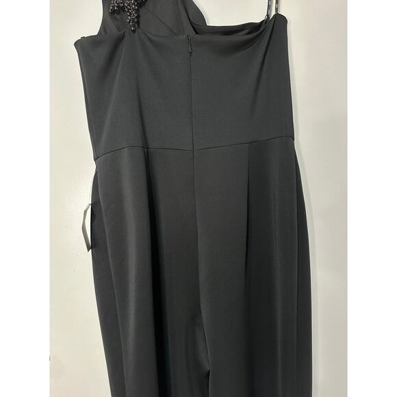 SHO by Tadashi Shoji Beaded Appliqué One-Shoulder Jumpsuit Size XL NWT - Picture 13 of 16